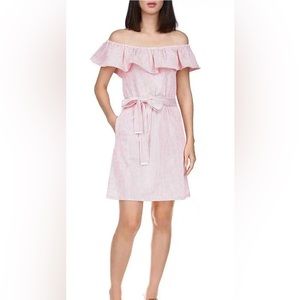 Michael Kors Women's Ruffled Off-The-Shoulder Mini Dress Grapefruit Size XS